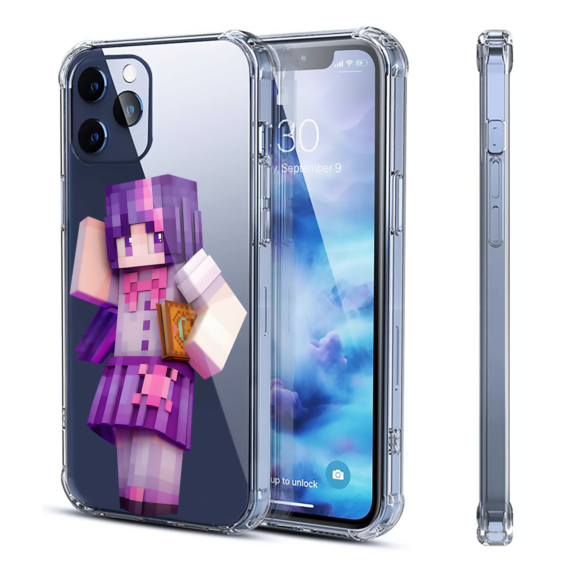 （画像用） マインクラフト ブロックの世界 Minecraft MC Block world 【iPhone 12シリーズ対応】透明スマホケース（クリアソフトケース）